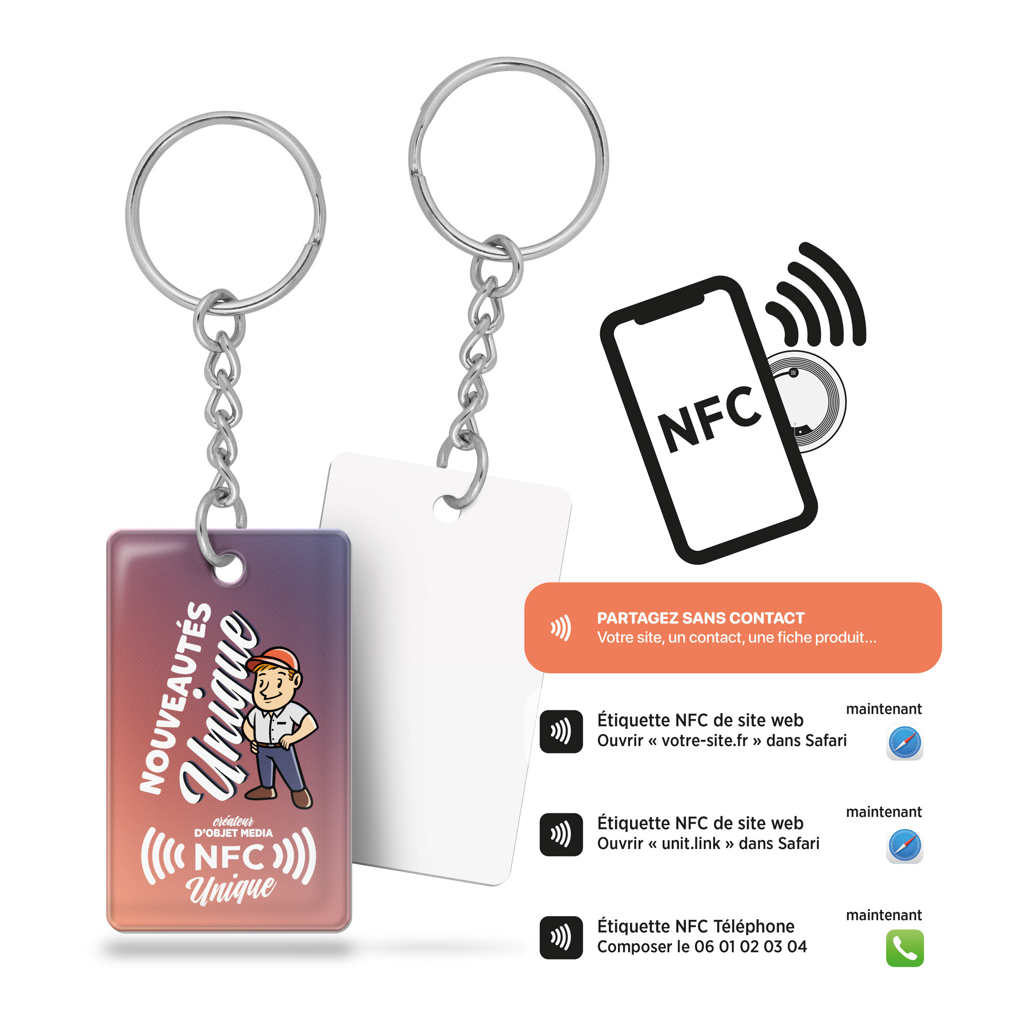 Nfc Authentication Key Rings RIGID PVC KEY RING WITH NFC CHIP